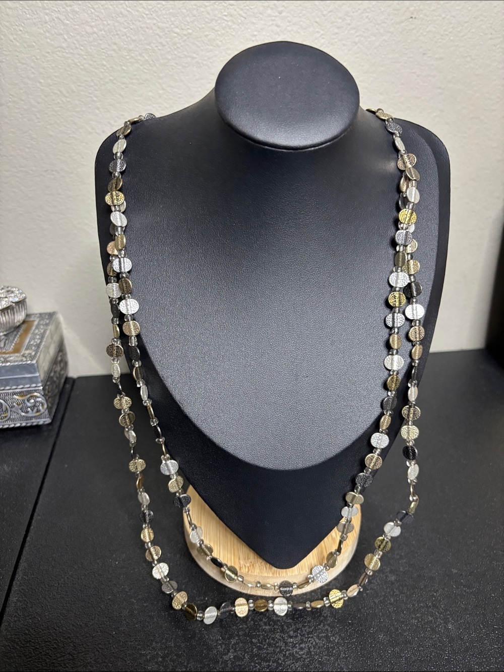 Chico’s Layered Silver & Gold Disc Necklace - Elegant Women's Necklace